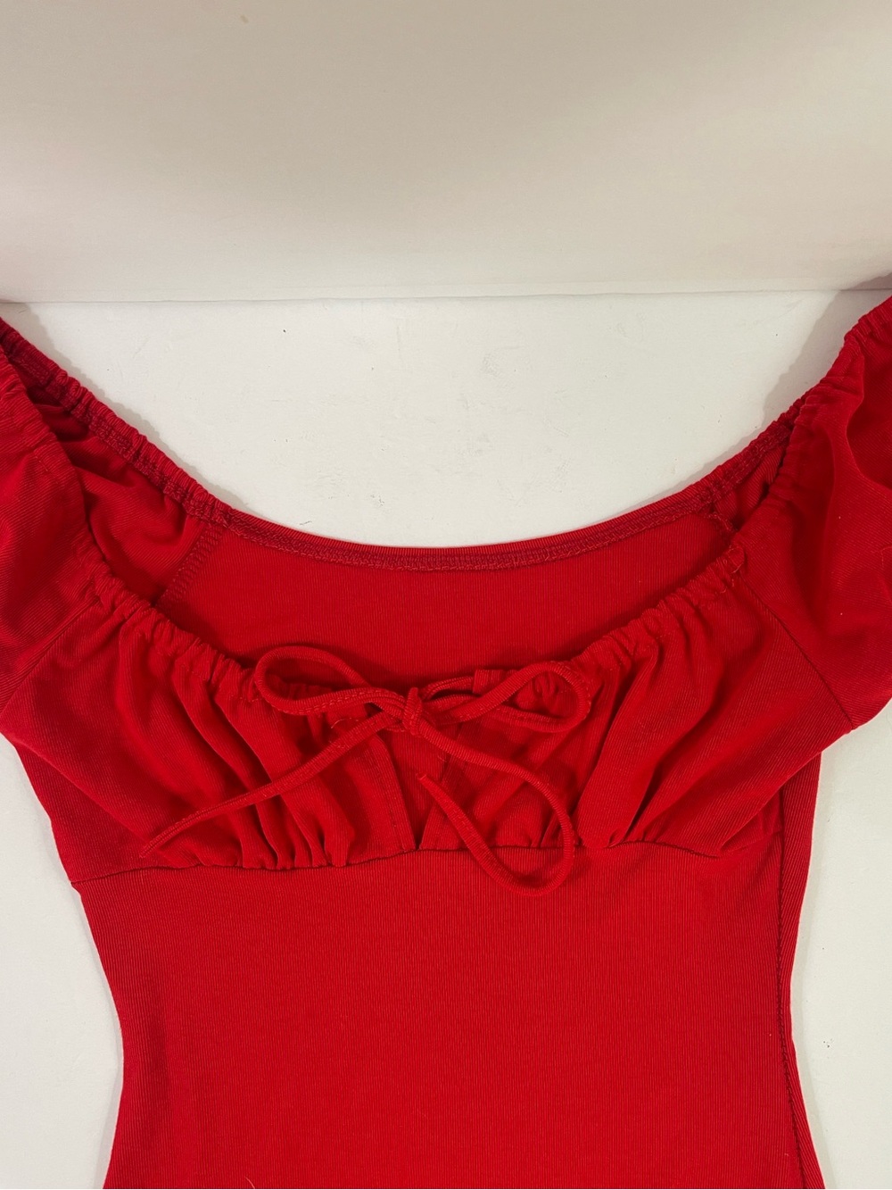 Red Riding Hood Ruched Tie-Front Mini Dress - Picture 8 of 8